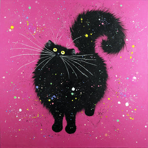 Black Cat On Super Pink by Kim Haskins