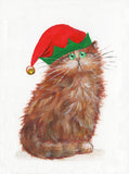 'Elf Kitten In Red Hat' painting