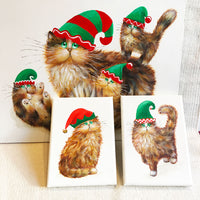 'Elf Kitten In Red Hat' painting